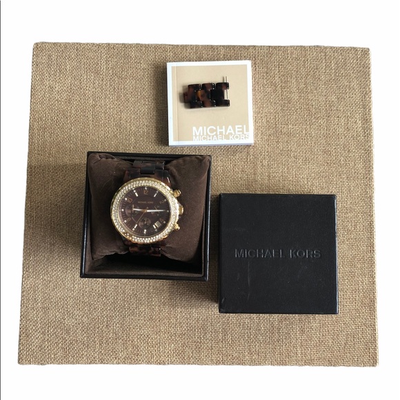 Michael Kors Tortoise & Gold Watch - Picture 1 of 5